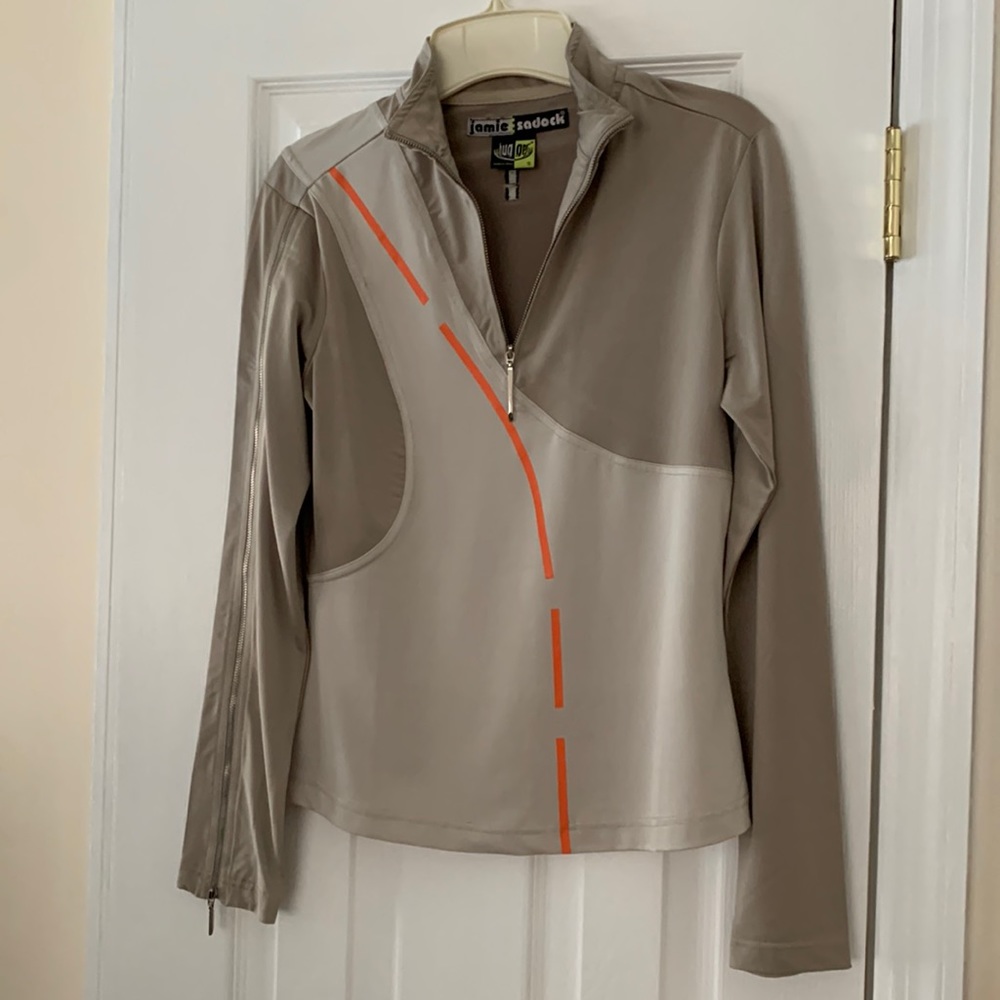 Golf Pull Over Jacket Long Sleeves Right Arm & Front Zipper Small